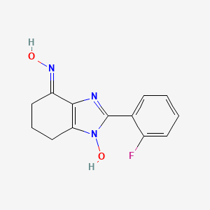molecular formula C13H12FN3O2 B5550428 (4E)-2-(2-fluorophenyl)-4-(hydroxyimino)-4,5,6,7-tetrahydro-1H-benzimidazol-1-ol 