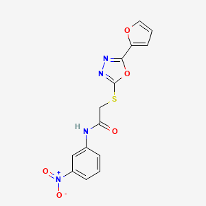 molecular formula C14H10N4O5S B5550450 2-{[5-(furan-2-yl)-1,3,4-oxadiazol-2-yl]sulfanyl}-N-(3-nitrophenyl)acetamide 