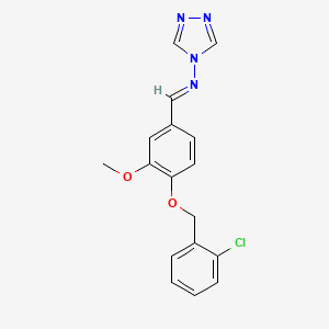molecular formula C17H15ClN4O2 B5550455 N-[(E)-{4-[(2-chlorobenzyl)oxy]-3-methoxyphenyl}methylidene]-4H-1,2,4-triazol-4-amine 