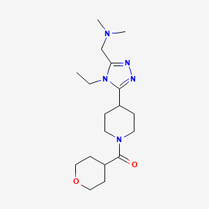 molecular formula C18H31N5O2 B5550515 ({4-ethyl-5-[1-(tetrahydro-2H-pyran-4-ylcarbonyl)piperidin-4-yl]-4H-1,2,4-triazol-3-yl}methyl)dimethylamine 