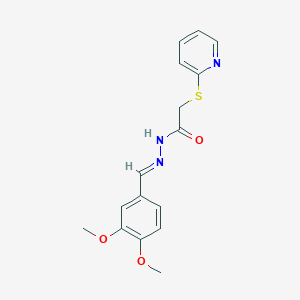 molecular formula C16H17N3O3S B5550579 N-[(E)-(3,4-dimethoxyphenyl)methylideneamino]-2-pyridin-2-ylsulfanylacetamide 