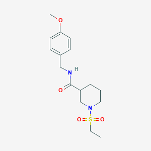 molecular formula C16H24N2O4S B5550630 1-(ethylsulfonyl)-N-(4-methoxybenzyl)-3-piperidinecarboxamide 