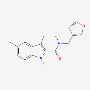 molecular formula C18H20N2O2 B5550674 N-(3-furylmethyl)-N,3,5,7-tetramethyl-1H-indole-2-carboxamide 