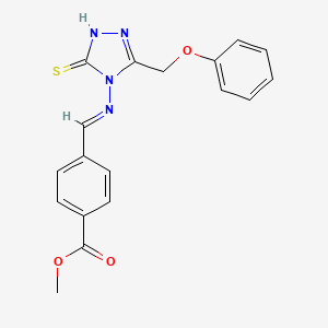 molecular formula C18H16N4O3S B5550726 ME 4-(((3-MERCAPTO-5-(PHENOXYMETHYL)-4H-1,2,4-TRIAZOL-4-YL)IMINO)METHYL)BENZOATE 