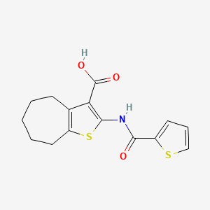 molecular formula C15H15NO3S2 B5550731 2-[(thiophen-2-ylcarbonyl)amino]-5,6,7,8-tetrahydro-4H-cyclohepta[b]thiophene-3-carboxylic acid 
