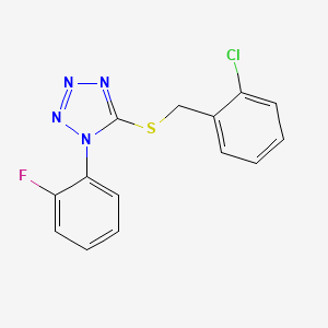 molecular formula C14H10ClFN4S B5550899 5-{[(2-CHLOROPHENYL)METHYL]SULFANYL}-1-(2-FLUOROPHENYL)-1H-1,2,3,4-TETRAZOLE 