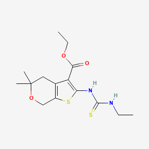 molecular formula C15H22N2O3S2 B5551219 ETHYL 2-[(ETHYLCARBAMOTHIOYL)AMINO]-5,5-DIMETHYL-4H,5H,7H-THIENO[2,3-C]PYRAN-3-CARBOXYLATE 