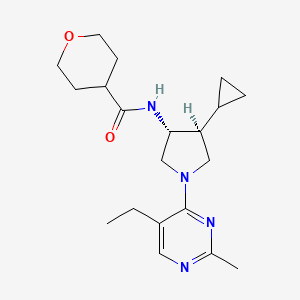 molecular formula C20H30N4O2 B5551387 N-[(3R,4S)-4-cyclopropyl-1-(5-ethyl-2-methylpyrimidin-4-yl)pyrrolidin-3-yl]oxane-4-carboxamide 