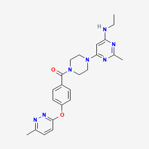 molecular formula C23H27N7O2 B5551541 N-ethyl-2-methyl-6-(4-{4-[(6-methyl-3-pyridazinyl)oxy]benzoyl}-1-piperazinyl)-4-pyrimidinamine 