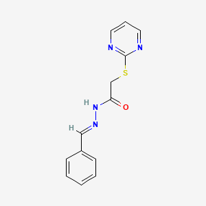 molecular formula C13H12N4OS B5551828 N'-[(E)-phenylmethylidene]-2-(pyrimidin-2-ylsulfanyl)acetohydrazide 