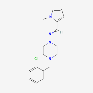 molecular formula C17H21ClN4 B5551980 N-{4-[(2-CHLOROPHENYL)METHYL]PIPERAZIN-1-YL}-1-(1-METHYL-1H-PYRROL-2-YL)METHANIMINE 