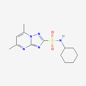 molecular formula C13H19N5O2S B5551992 N-cyclohexyl-5,7-dimethyl-[1,2,4]triazolo[1,5-a]pyrimidine-2-sulfonamide 