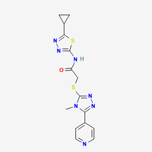 molecular formula C15H15N7OS2 B5551999 N-(5-cyclopropyl-1,3,4-thiadiazol-2-yl)-2-{[4-methyl-5-(pyridin-4-yl)-4H-1,2,4-triazol-3-yl]sulfanyl}acetamide 