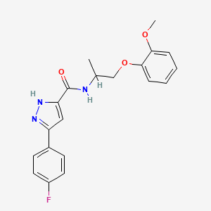 molecular formula C20H20FN3O3 B5552603 3-(4-fluorophenyl)-N-[1-(2-methoxyphenoxy)propan-2-yl]-1H-pyrazole-5-carboxamide 