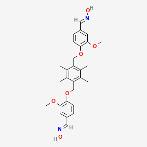 molecular formula C28H32N2O6 B5552783 (NE)-N-[[4-[[4-[[4-[(E)-hydroxyiminomethyl]-2-methoxyphenoxy]methyl]-2,3,5,6-tetramethylphenyl]methoxy]-3-methoxyphenyl]methylidene]hydroxylamine 
