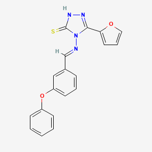 molecular formula C19H14N4O2S B5552876 5-(2-FURYL)-4-((3-PHENOXYBENZYLIDENE)AMINO)-4H-1,2,4-TRIAZOLE-3-THIOL 
