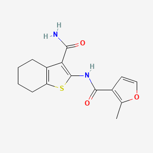 molecular formula C15H16N2O3S B5553045 N-(3-CARBAMOYL-4,5,6,7-TETRAHYDRO-1-BENZOTHIOPHEN-2-YL)-2-METHYL-3-FURAMIDE 