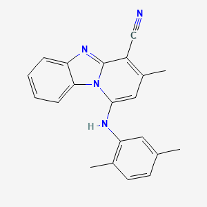 molecular formula C21H18N4 B5553175 1-(2,5-DIMETHYLANILINO)-3-METHYLPYRIDO[1,2-A][1,3]BENZIMIDAZOL-4-YL CYANIDE 