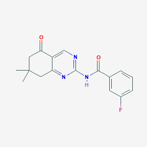 molecular formula C17H16FN3O2 B5553196 N-(7,7-dimethyl-5-oxo-5,6,7,8-tetrahydroquinazolin-2-yl)-3-fluorobenzamide 