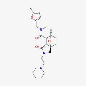 molecular formula C23H31N3O4 B5553221 (1R,7S)-N-methyl-N-[(5-methylfuran-2-yl)methyl]-4-oxo-3-(2-piperidin-1-ylethyl)-10-oxa-3-azatricyclo[5.2.1.01,5]dec-8-ene-6-carboxamide 