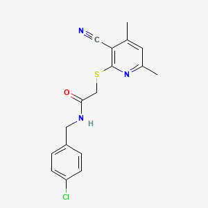 molecular formula C17H16ClN3OS B5553261 N-[(4-CHLOROPHENYL)METHYL]-2-[(3-CYANO-4,6-DIMETHYLPYRIDIN-2-YL)SULFANYL]ACETAMIDE 