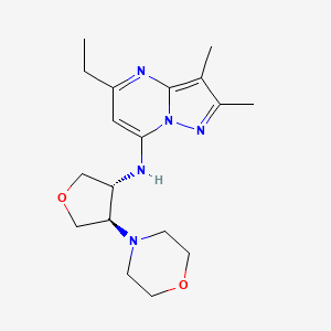 molecular formula C18H27N5O2 B5553465 5-ethyl-2,3-dimethyl-N-[(3R,4R)-4-morpholin-4-yloxolan-3-yl]pyrazolo[1,5-a]pyrimidin-7-amine 