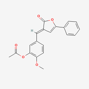 molecular formula C20H16O5 B5553490 2-METHOXY-5-{[(3E)-2-OXO-5-PHENYL-2,3-DIHYDROFURAN-3-YLIDENE]METHYL}PHENYL ACETATE 