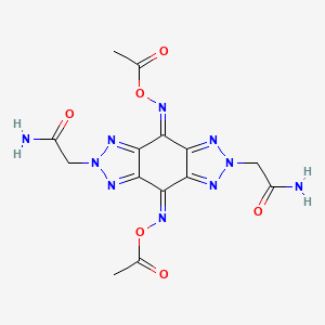 molecular formula C14H14N10O6 B5554071 [[8-Acetyloxyimino-2,6-bis(2-amino-2-oxoethyl)triazolo[4,5-f]benzotriazol-4-ylidene]amino] acetate 