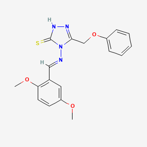 molecular formula C18H18N4O3S B5554104 4-{[(E)-(2,5-dimethoxyphenyl)methylidene]amino}-5-(phenoxymethyl)-4H-1,2,4-triazole-3-thiol 