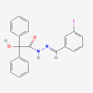 molecular formula C21H17IN2O2 B5554506 2-hydroxy-N-[(E)-(3-iodophenyl)methylideneamino]-2,2-diphenylacetamide 