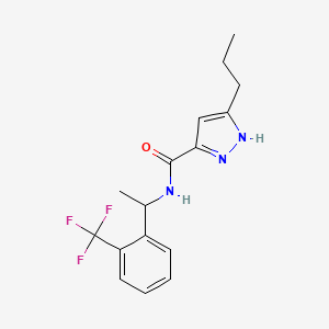 molecular formula C16H18F3N3O B5554589 5-propyl-N-[1-[2-(trifluoromethyl)phenyl]ethyl]-1H-pyrazole-3-carboxamide 