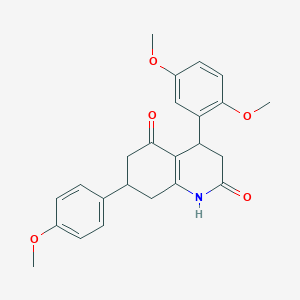 molecular formula C24H25NO5 B5554684 4-(2,5-DIMETHOXYPHENYL)-7-(4-METHOXYPHENYL)-1,2,3,4,5,6,7,8-OCTAHYDROQUINOLINE-2,5-DIONE 