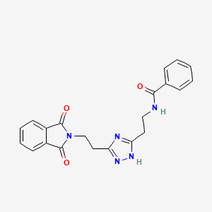molecular formula C21H19N5O3 B5554821 N-[2-[3-[2-(1,3-dioxoisoindol-2-yl)ethyl]-1H-1,2,4-triazol-5-yl]ethyl]benzamide 