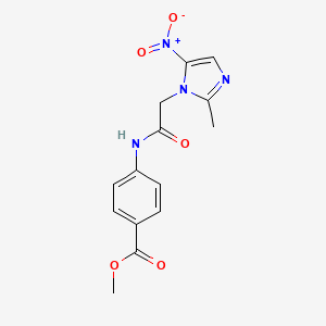 molecular formula C14H14N4O5 B5555133 METHYL 4-[2-(2-METHYL-5-NITRO-1H-IMIDAZOL-1-YL)ACETAMIDO]BENZOATE 