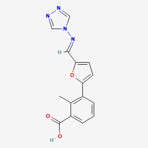 molecular formula C15H12N4O3 B5555274 2-methyl-3-{5-[(E)-(4H-1,2,4-triazol-4-ylimino)methyl]furan-2-yl}benzoic acid 
