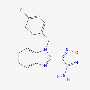 molecular formula C16H12ClN5O B5555317 4-{1-[(4-CHLOROPHENYL)METHYL]-1H-1,3-BENZODIAZOL-2-YL}-1,2,5-OXADIAZOL-3-AMINE CAS No. 5564-81-8