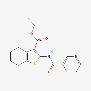 molecular formula C17H18N2O3S B5555369 Benzo[b]thiophene-3-carboxylic acid, 4,5,6,7-tetrahydro-2-[(3-pyridinylcarbonyl)amino]-, ethyl ester CAS No. 62349-06-8