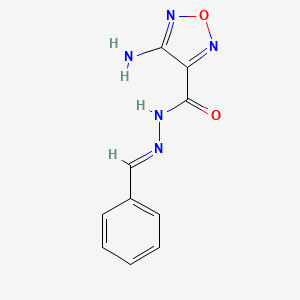 molecular formula C10H9N5O2 B5555530 4-Amino-N'-[(E)-phenylmethylidene]-1,2,5-oxadiazole-3-carbohydrazide 