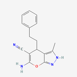 molecular formula C16H16N4O B5555614 6-AMINO-3-METHYL-4-PHENETHYL-2,4-DIHYDROPYRANO[2,3-C]PYRAZOL-5-YL CYANIDE 