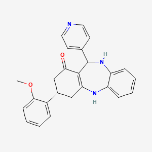 molecular formula C25H23N3O2 B5555684 2,3,4,5,10,11-Hexahydro-3-(2-methoxyphenyl)-11-(4-pyridinyl)-1H-dibenzo[b,e][1,4]diazepin-1-one CAS No. 879045-16-6