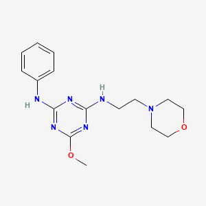 molecular formula C16H22N6O2 B5555744 6-METHOXY-N2-[2-(MORPHOLIN-4-YL)ETHYL]-N4-PHENYL-1,3,5-TRIAZINE-2,4-DIAMINE 