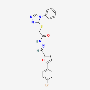 molecular formula C22H18BrN5O2S B5555880 N-[(E)-[5-(4-bromophenyl)furan-2-yl]methylideneamino]-2-[(5-methyl-4-phenyl-1,2,4-triazol-3-yl)sulfanyl]acetamide 