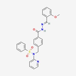 molecular formula C27H24N4O4S B5555903 4-[[benzenesulfonyl(pyridin-2-yl)amino]methyl]-N-[(E)-(2-methoxyphenyl)methylideneamino]benzamide 