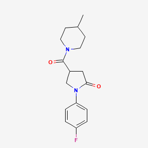 molecular formula C17H21FN2O2 B5555946 1-(4-Fluorophenyl)-4-(4-methylpiperidine-1-carbonyl)pyrrolidin-2-one 