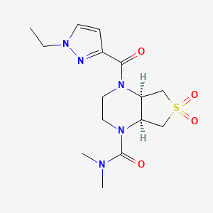 molecular formula C15H23N5O4S B5555960 (4aS,7aR)-1-(1-ethylpyrazole-3-carbonyl)-N,N-dimethyl-6,6-dioxo-2,3,4a,5,7,7a-hexahydrothieno[3,4-b]pyrazine-4-carboxamide 
