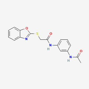 molecular formula C17H15N3O3S B5556184 N~1~-[3-(ACETYLAMINO)PHENYL]-2-(1,3-BENZOXAZOL-2-YLSULFANYL)ACETAMIDE 