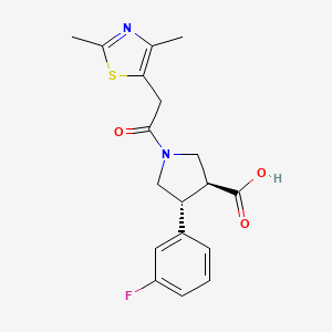 molecular formula C18H19FN2O3S B5556188 (3S,4R)-1-[2-(2,4-dimethyl-1,3-thiazol-5-yl)acetyl]-4-(3-fluorophenyl)pyrrolidine-3-carboxylic acid 