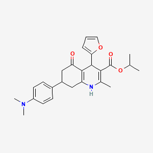 molecular formula C26H30N2O4 B5556208 isopropyl 7-[4-(dimethylamino)phenyl]-4-(2-furyl)-2-methyl-5-oxo-1,4,5,6,7,8-hexahydro-3-quinolinecarboxylate 