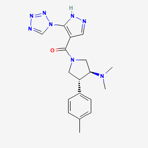 molecular formula C18H22N8O B5556298 [(3S,4R)-3-(dimethylamino)-4-(4-methylphenyl)pyrrolidin-1-yl]-[5-(tetrazol-1-yl)-1H-pyrazol-4-yl]methanone 