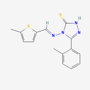 molecular formula C15H14N4S2 B5556381 5-(2-ME-PHENYL)-4-(((5-ME-2-THIENYL)METHYLENE)AMINO)-4H-1,2,4-TRIAZOLE-3-THIOL 